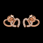 Luxe Rose Gold Pavé Heart Studs
