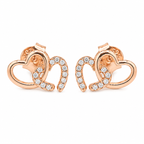 Luxe Rose Gold Pavé Heart Studs