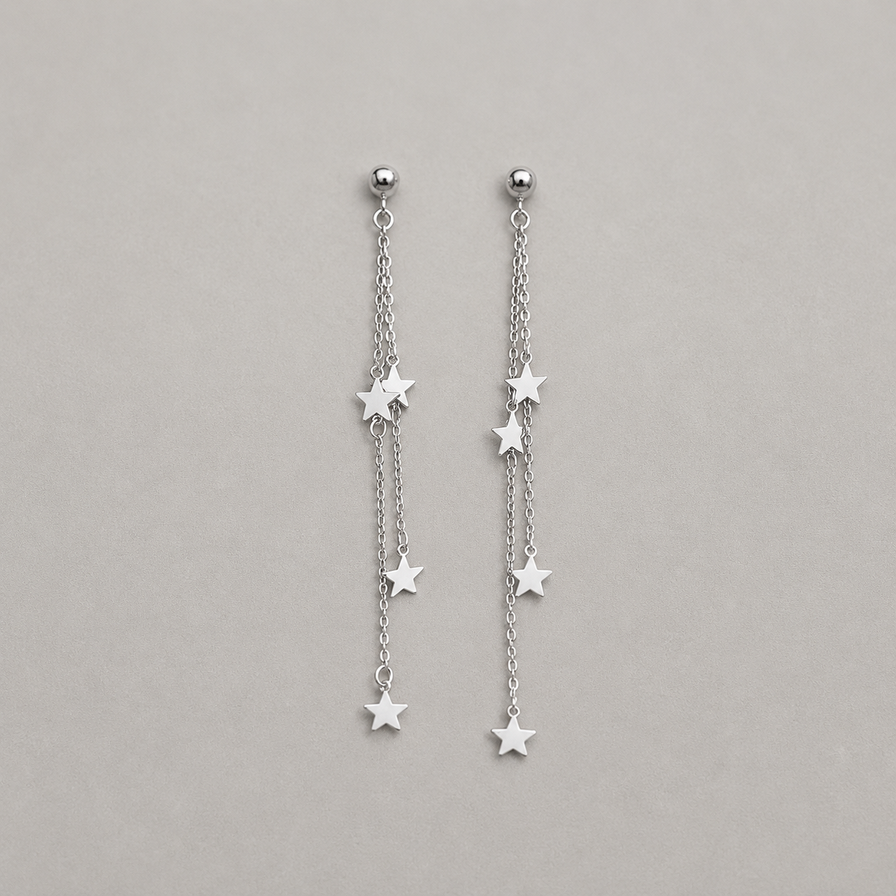 Artisanal Multi-Tiered Star Tassel Drops in Genuine Silver