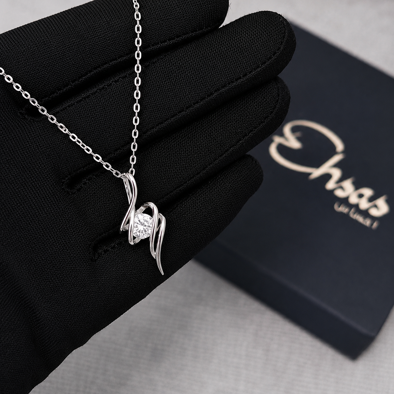 Brilliant Solitaire Infinite Ribbon Necklace