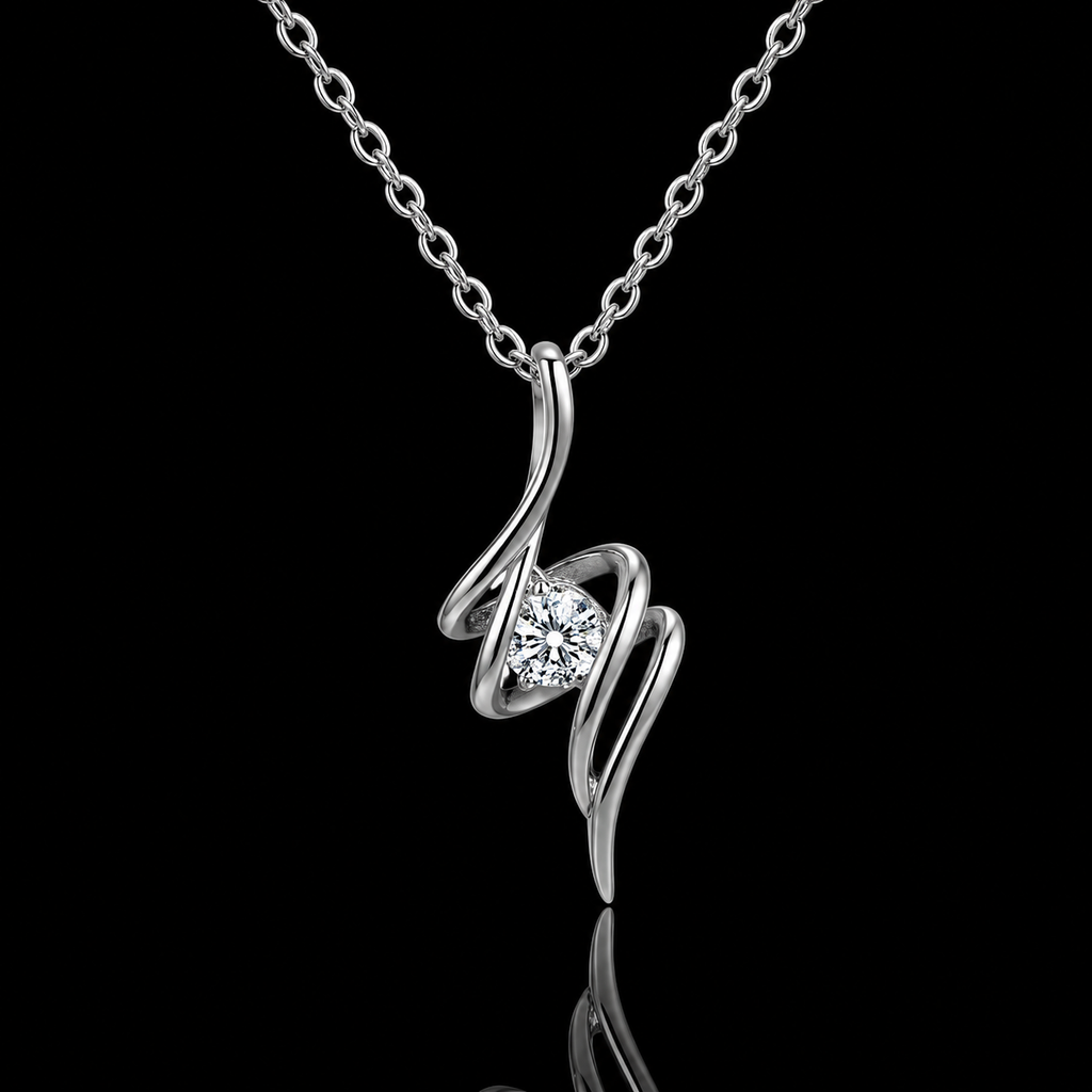 Brilliant Solitaire Infinite Ribbon Necklace