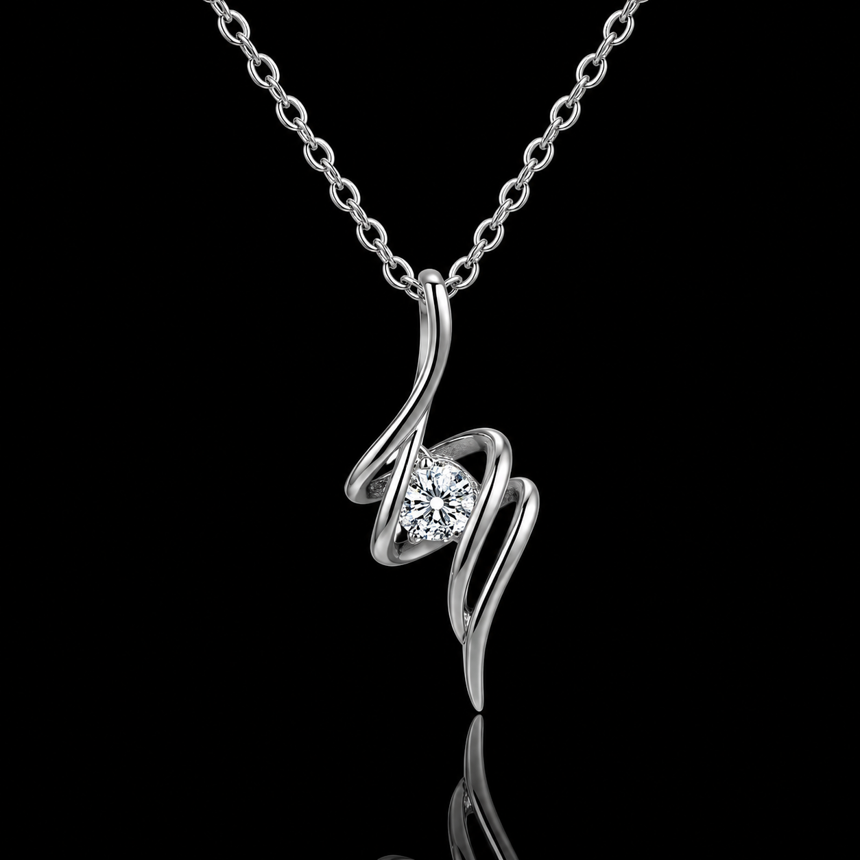 Brilliant Solitaire Infinite Ribbon Necklace