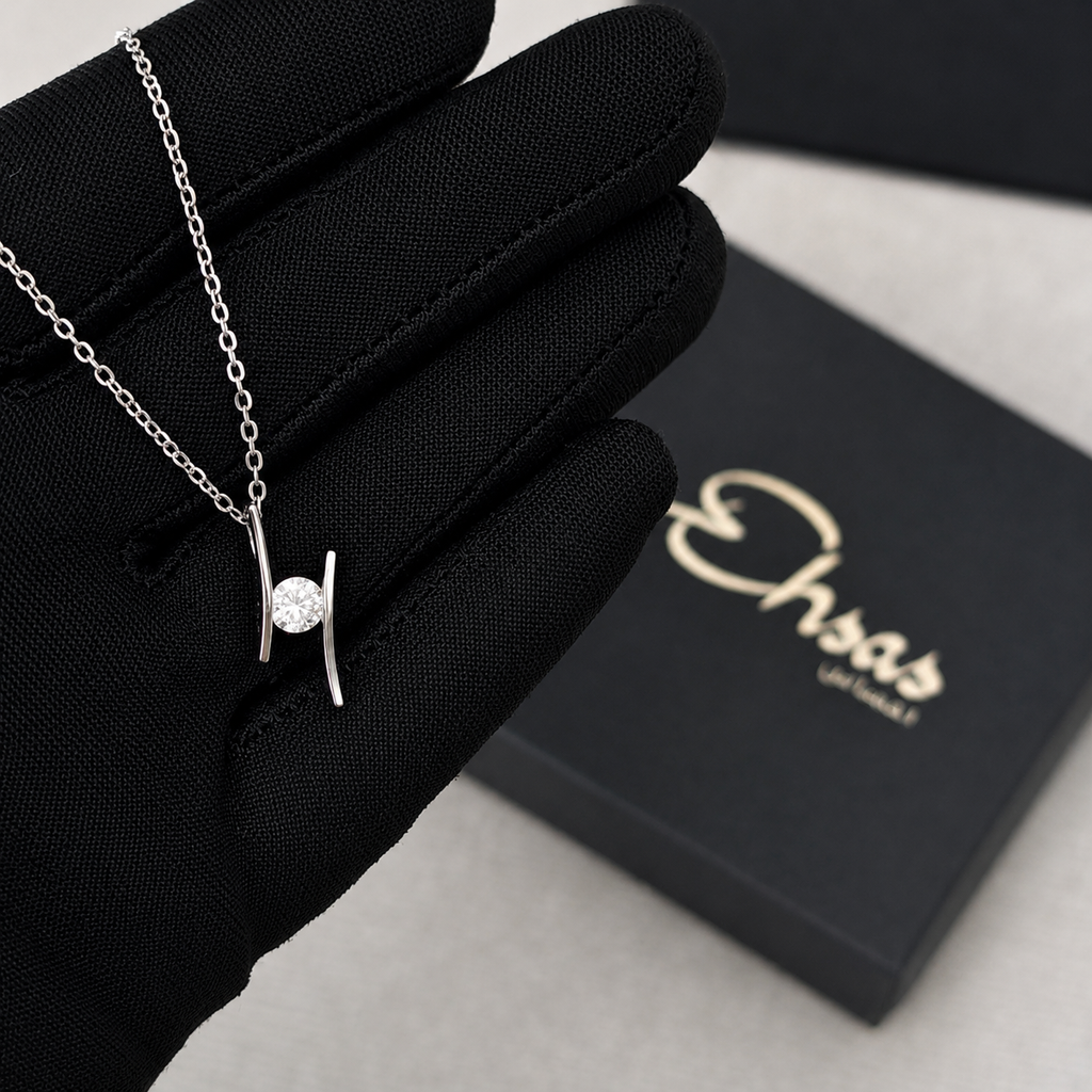 Abstract Geometric Solitaire Pendant