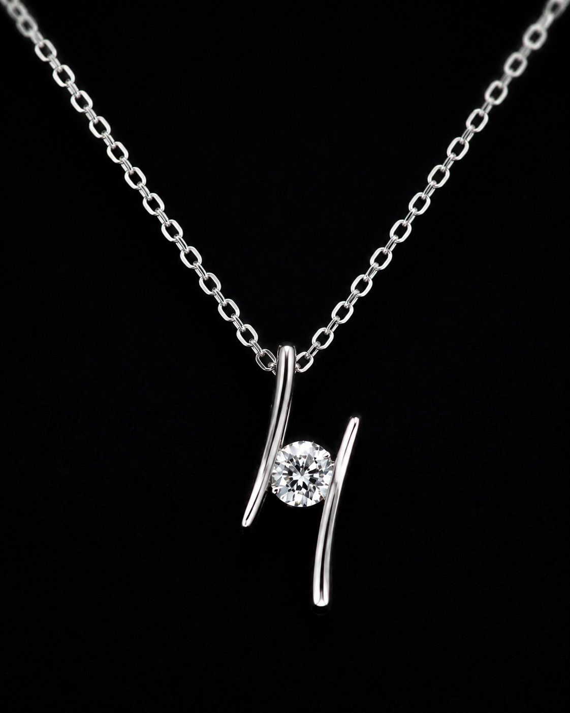 Abstract Geometric Solitaire Pendant