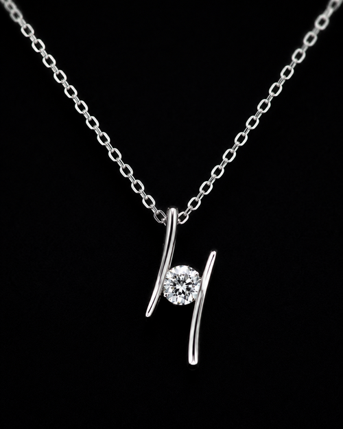 Abstract Geometric Solitaire Pendant