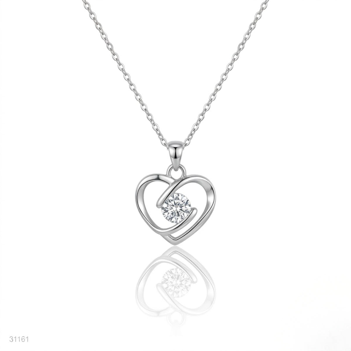 S925 Silver Open Heart Solitaire