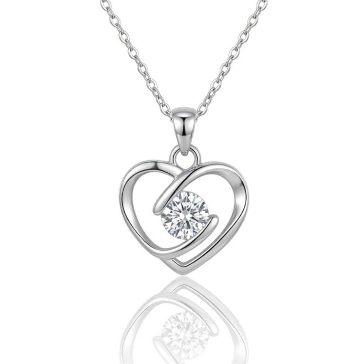 S925 Silver Open Heart Solitaire