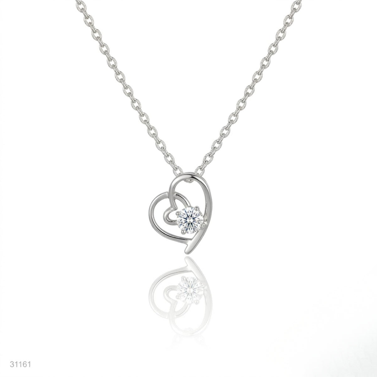 Double Heart Solitaire Necklace