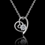 Double Heart Solitaire Necklace