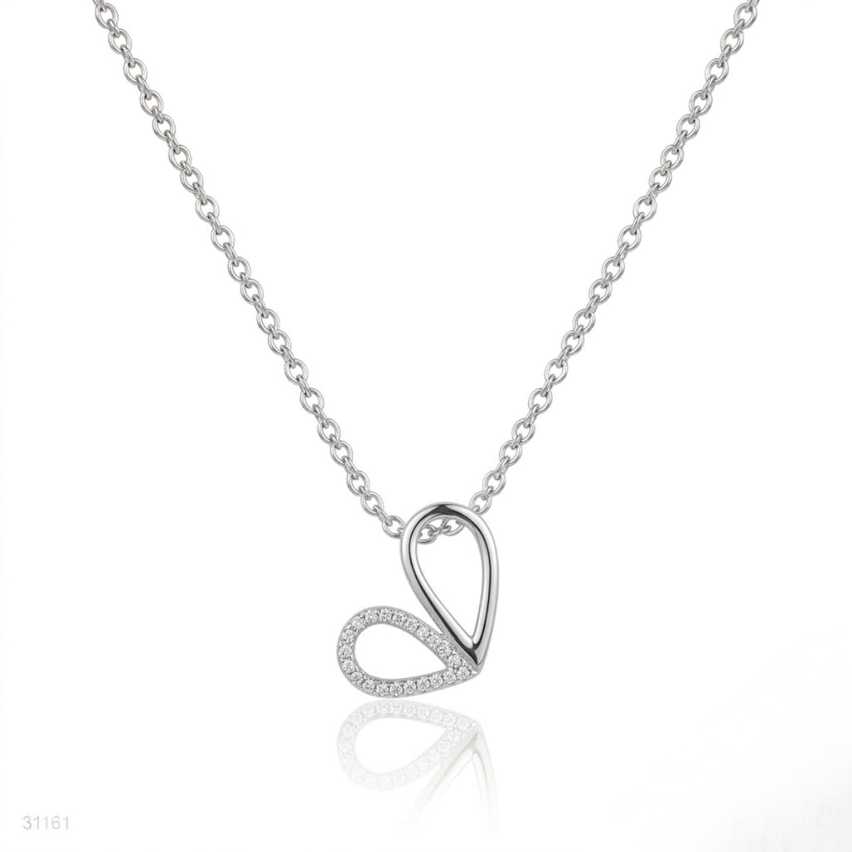 Abstract Pavé Heart Pendant