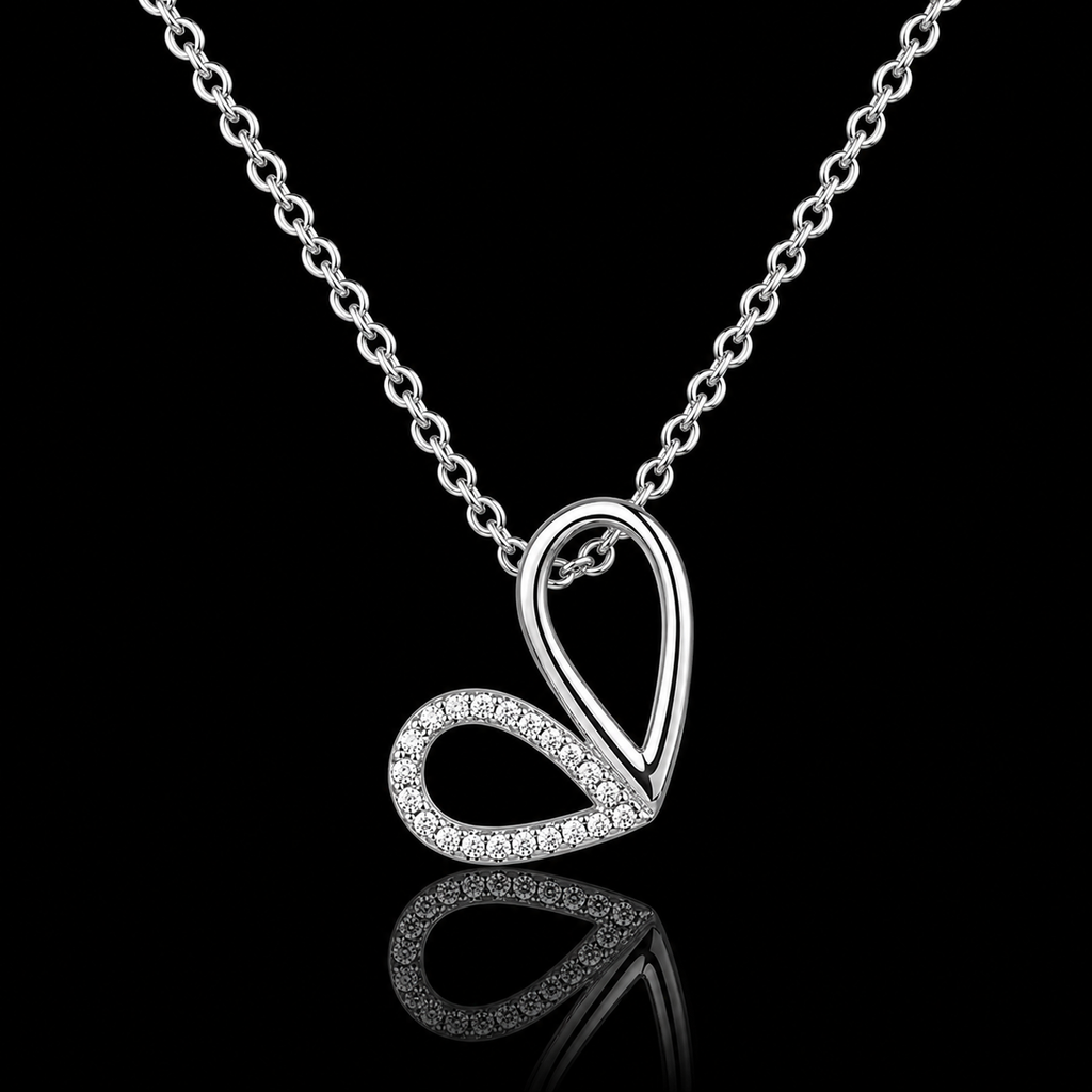 Abstract Pavé Heart Pendant