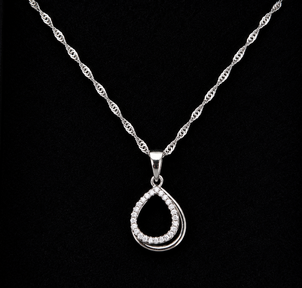 Interlocking Teardrop Pavé Necklace