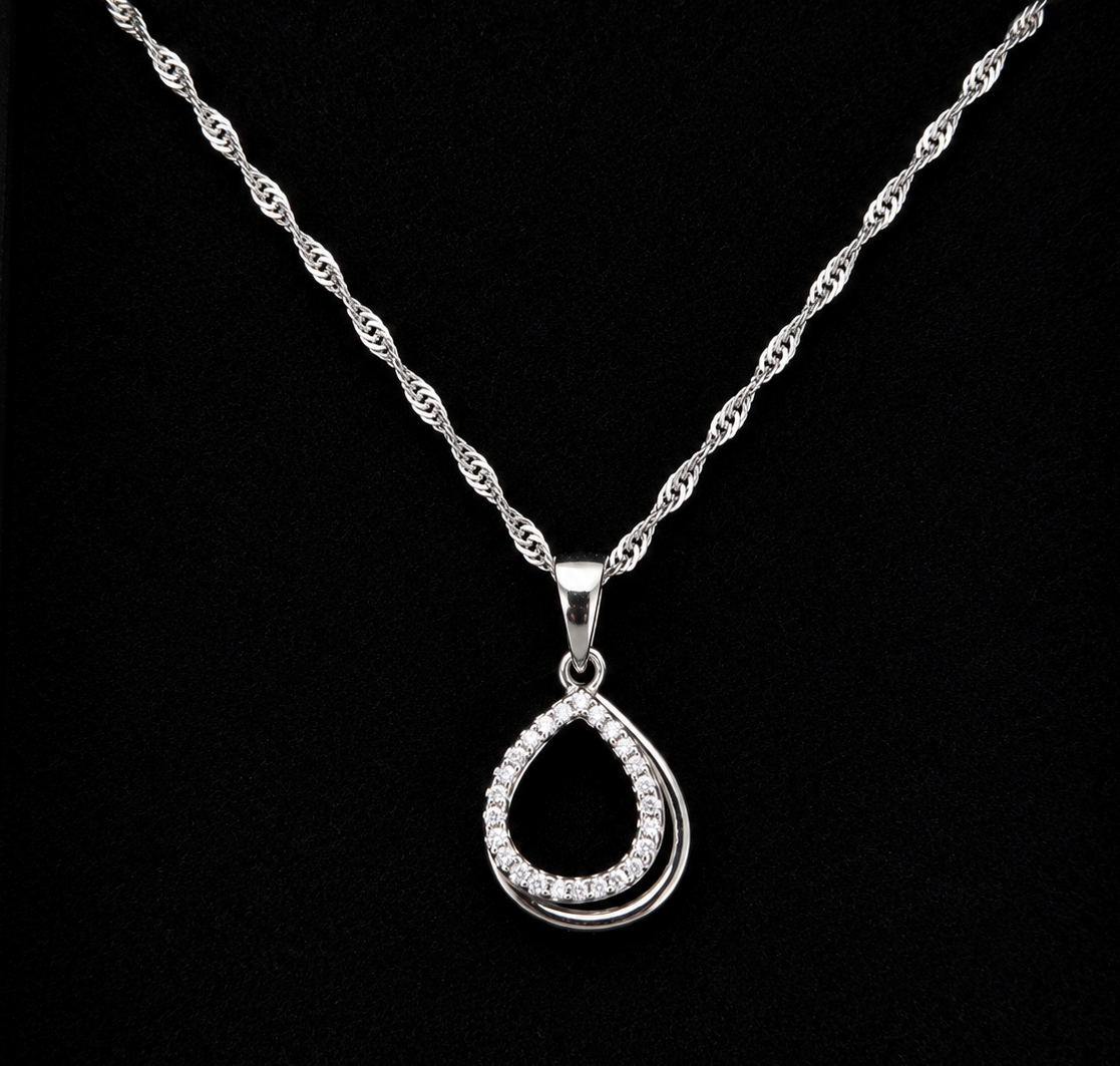Interlocking Teardrop Pavé Necklace