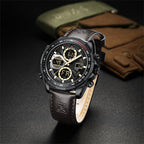 NAVIFORCE 9197 Men’s Dual-Display Watch – Luxury Analog-Digital Chronograph with Alarm & Waterproof Black and Brown