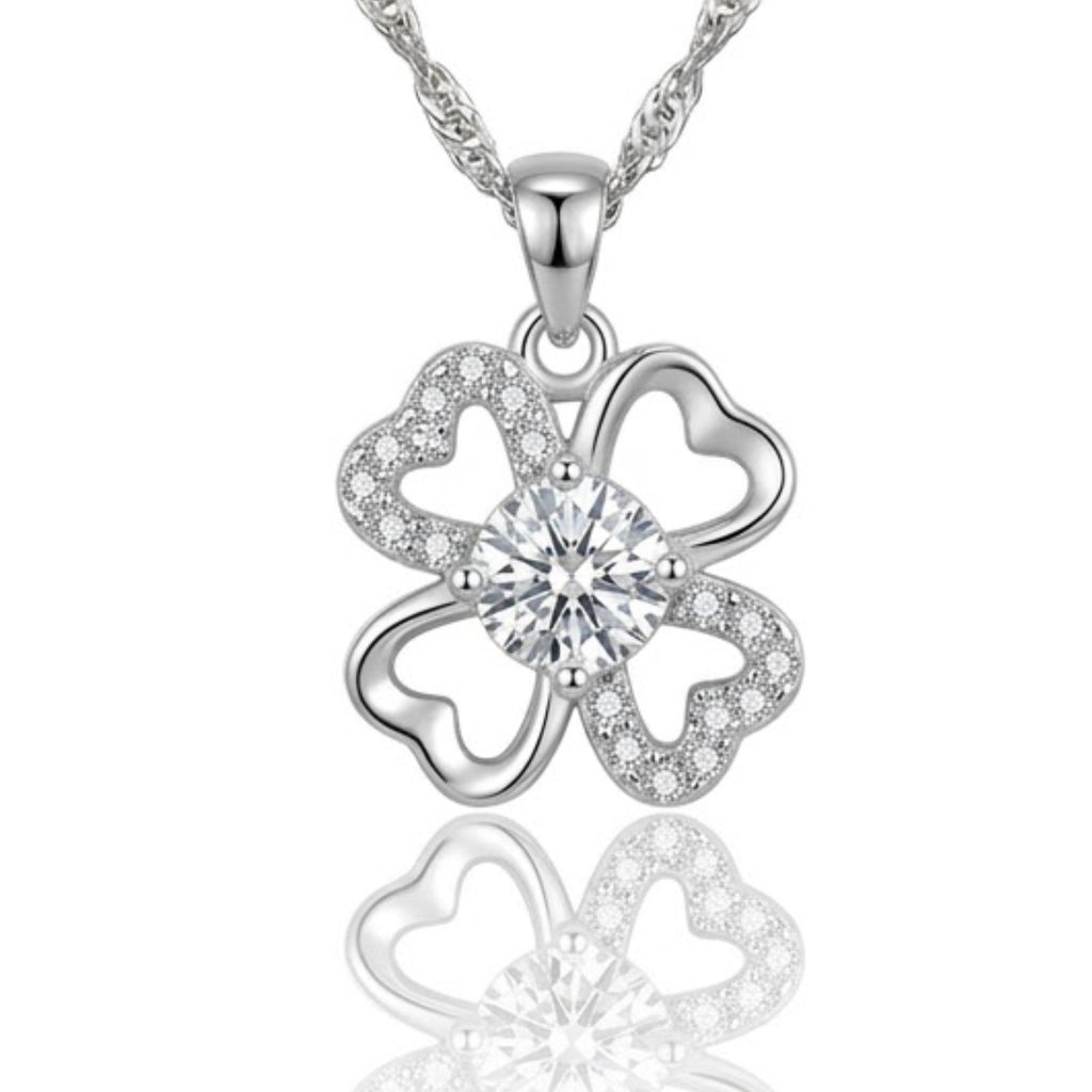 Silver Four-Leaf Clover Jewelry Set