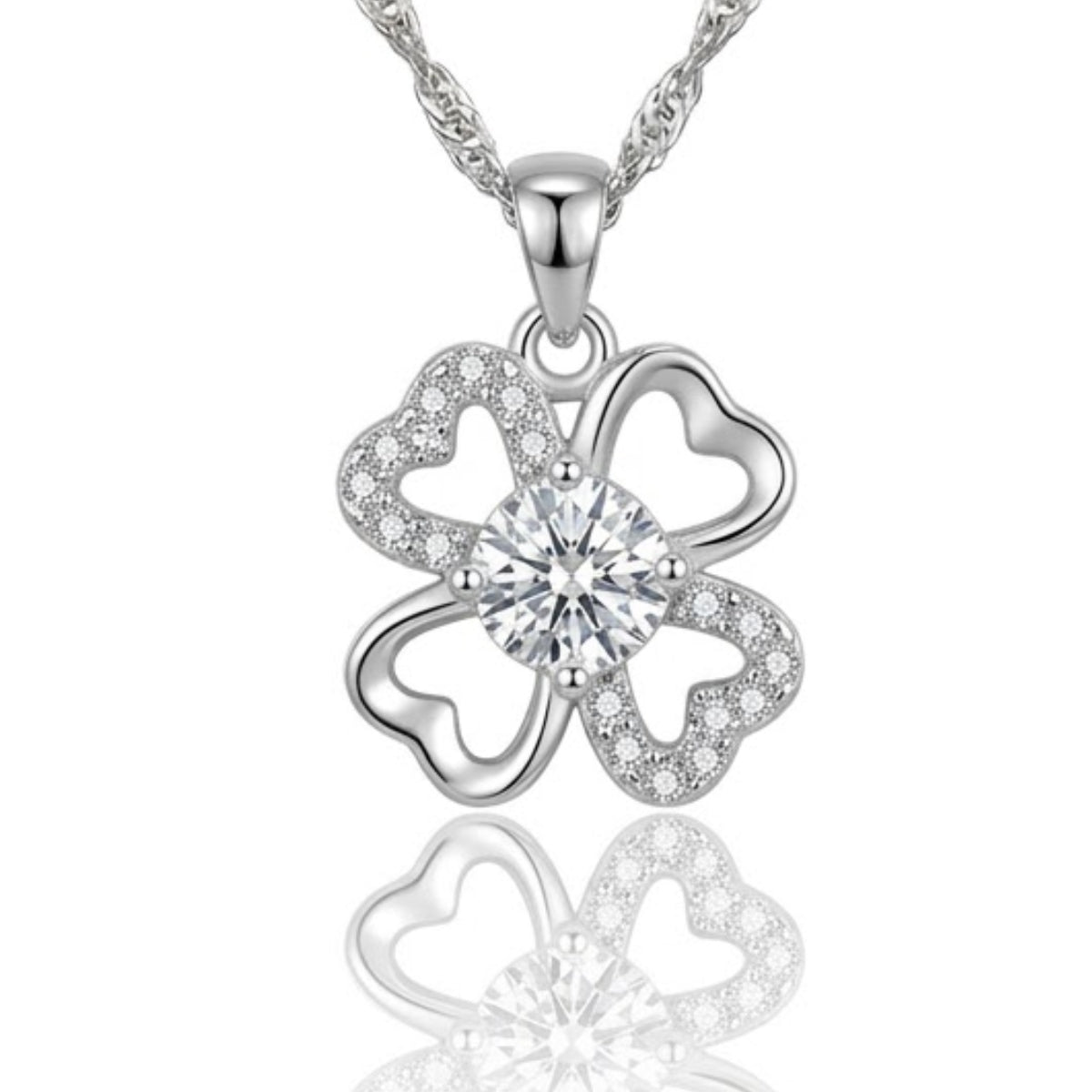 Silver Four-Leaf Clover Jewelry Set