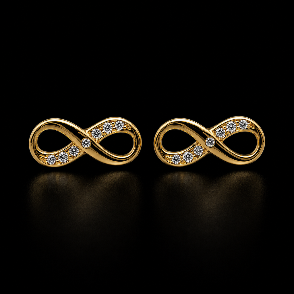Timeless Gold Infinity Symbol Stud Earrings