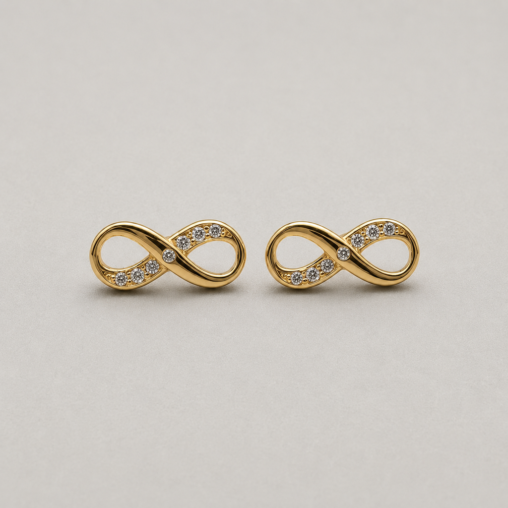 Timeless Gold Infinity Symbol Stud Earrings