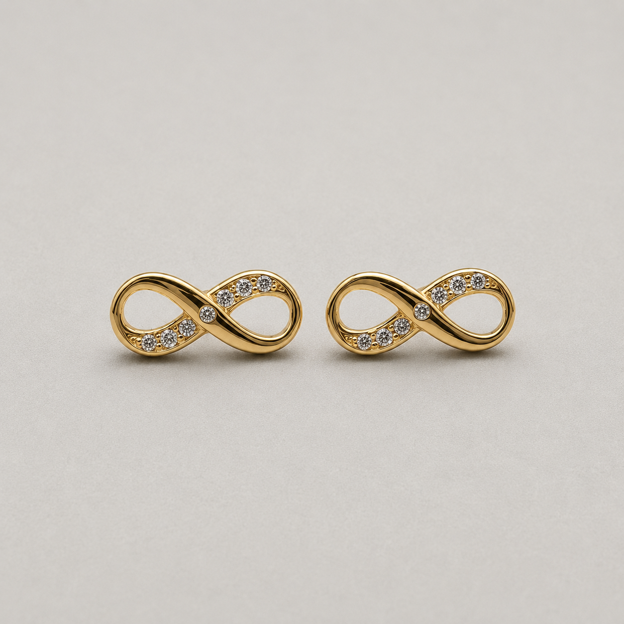 Timeless Gold Infinity Symbol Stud Earrings