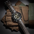 NAVIFORCE 9197 Men’s Dual-Display Watch – Luxury Analog-Digital Chronograph with Alarm & Waterproof Black and Brown