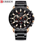 Curren 8363 Men's Watch Multifunctional Waterproof Chronograph Quartz  Black and Gold