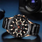 Curren 8363 Men's Watch Multifunctional Waterproof Chronograph Quartz  Black and Gold