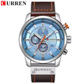 CURREN  8291 Watch for Men Japan Quartz Movement Leather Strap  Casual Sport Waterproof Blue