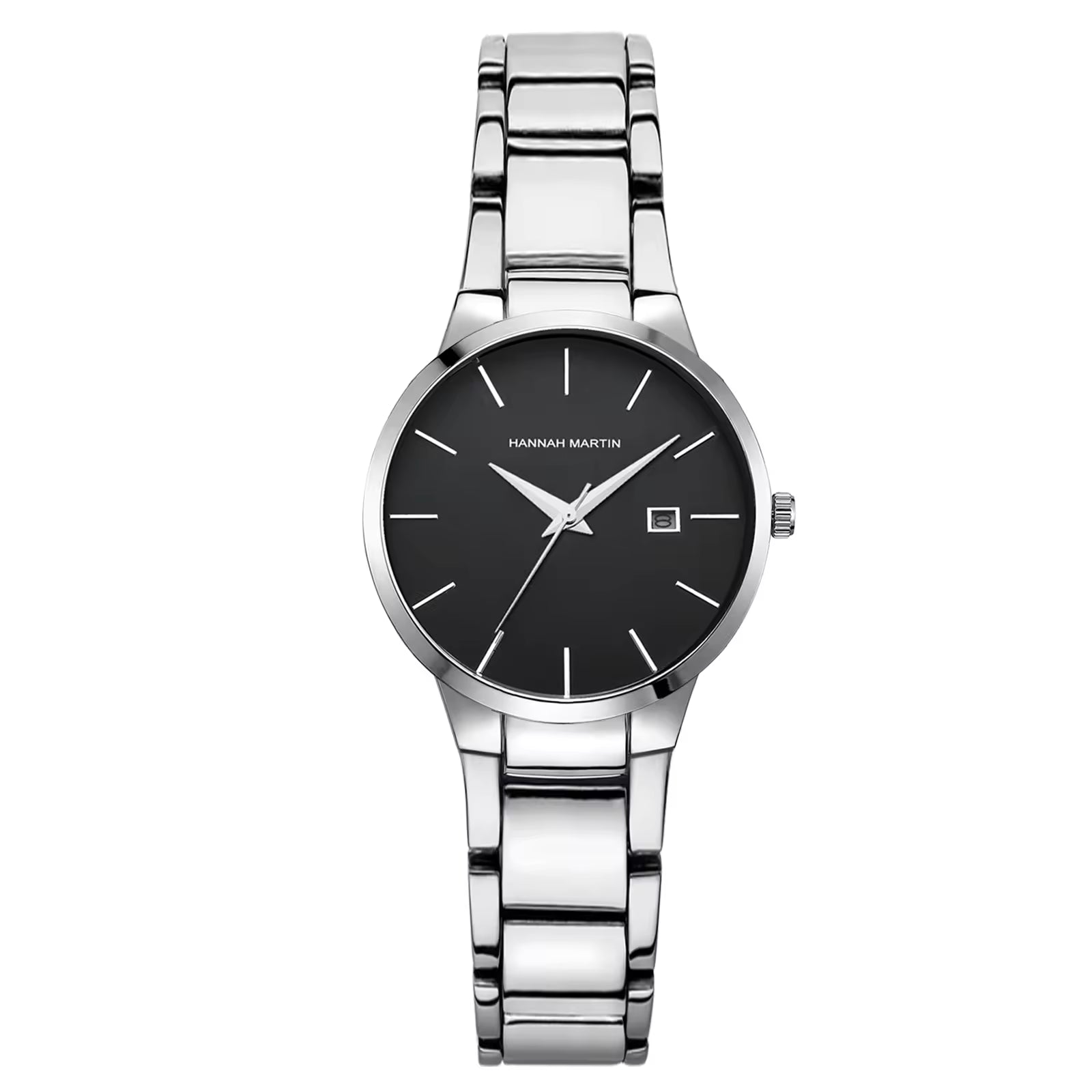 Hannah Martin 17591 Ladies Japan Quartz Watch – New Design Stainless Steel Wristwatch with Calendar & Waterproof Silver and Black