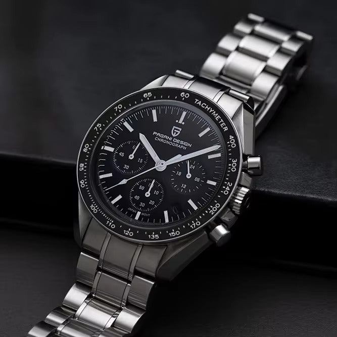 Pagani Design V6 Men’s Watch – VK63 Quartz Chronograph Stainless Steel - PD 1701 - Black Dial
