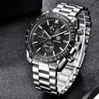 BENYAR 5140 Men’s Luxury Chronograph – Business Steel Quartz Watch, 3ATM Waterproof & Luminous Black Dial