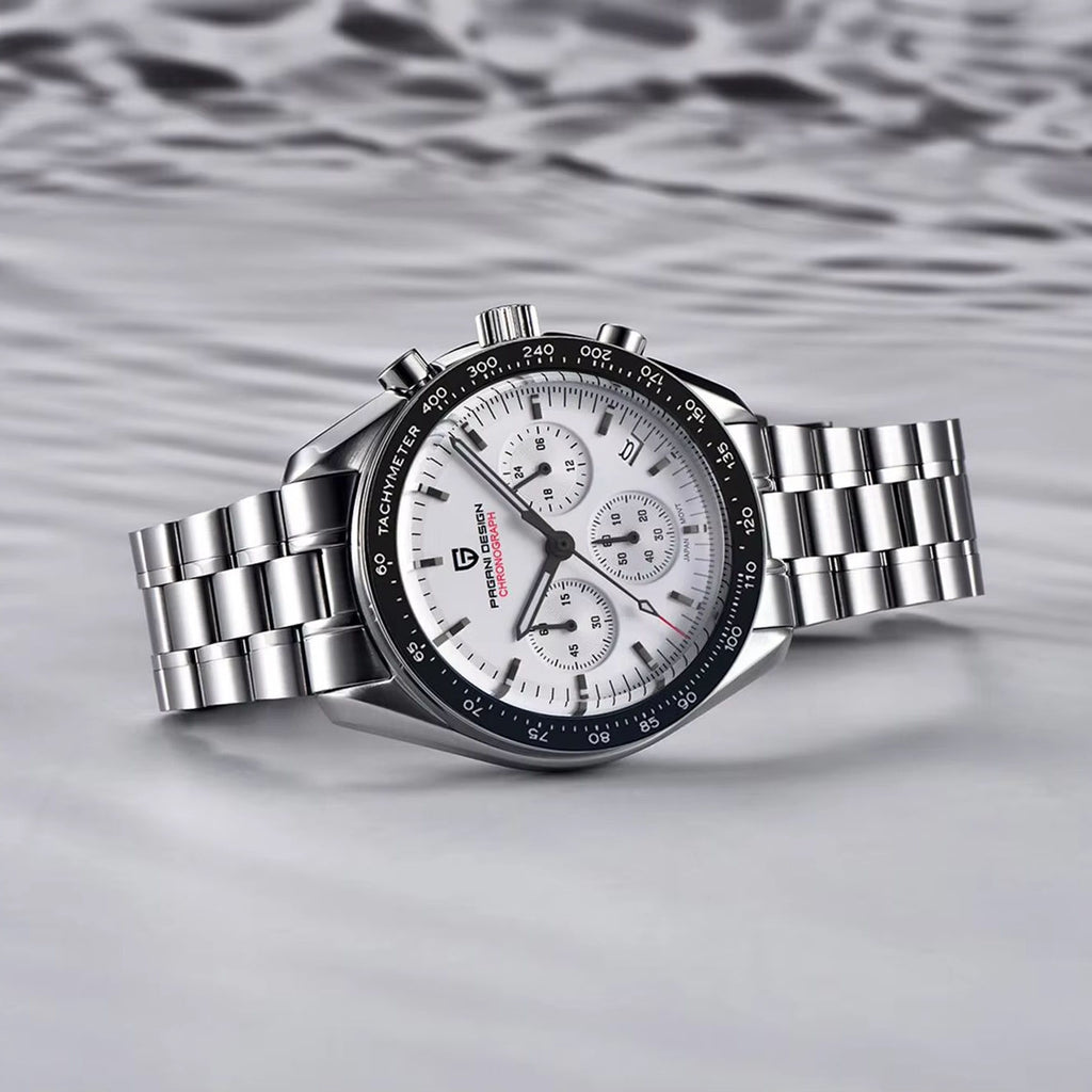 Pagani Design V6 Men’s Watch – VK63 Quartz Chronograph Stainless Steel - PD 1701 - White Dial