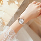 Hannah Martin 1561 Women’s Retro Fashion Watch – Simple European Style Light Luxury Round Quartz Wristwatch Rose Gold and White