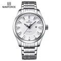 NAVIFORCE 8032 Men’s Stainless Steel Watch – Original Quartz Business Wristwatch - Silver and White
