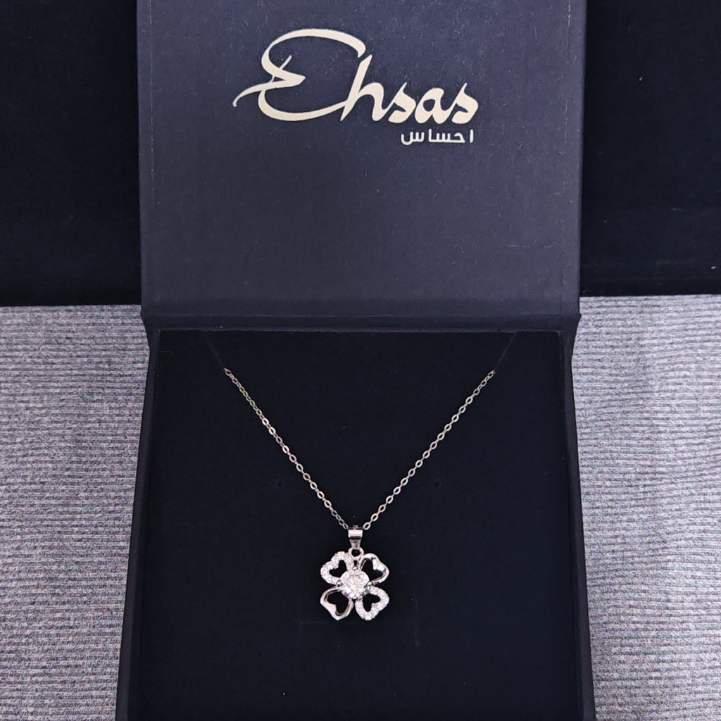 Silver Four-Leaf Clover Jewelry Set