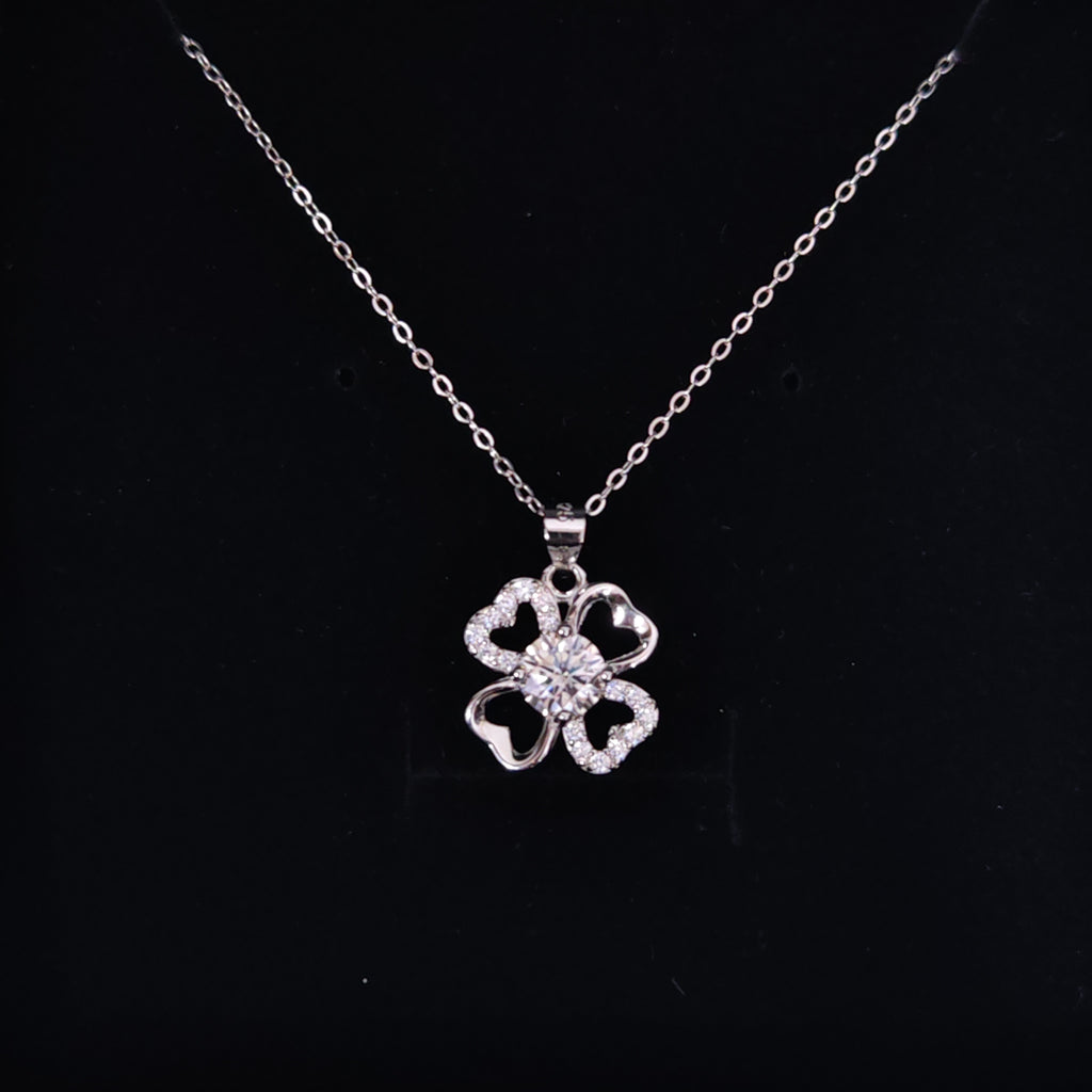 Silver Four-Leaf Clover Jewelry Set