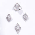 Exquisite 925 Sterling Silver Teardrop Jewelry Set with Intricate Floral Crystal Clusters