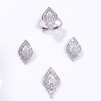 Exquisite 925 Sterling Silver Teardrop Jewelry Set with Intricate Floral Crystal Clusters