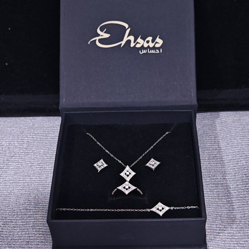 Geometric Rhombus Cut-Out Jewelry Set