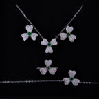 Three-Leaf Clover Jewelry Set Pavé-Set