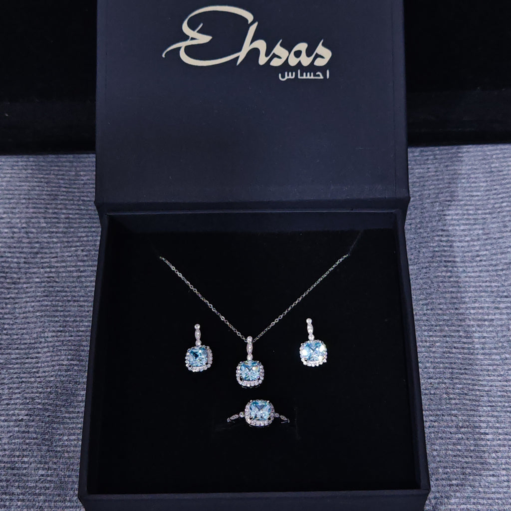 Ice-Blue Zircon Jewelry Set