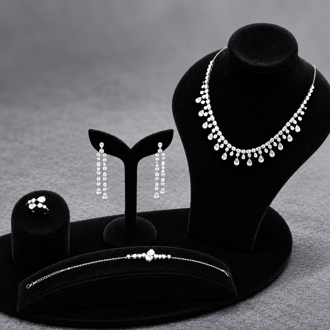 Cluster Pear Cut Jewelry Set