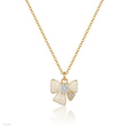 Ribbon Bow Necklace with Emerald