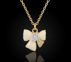Ribbon Bow Necklace with Emerald