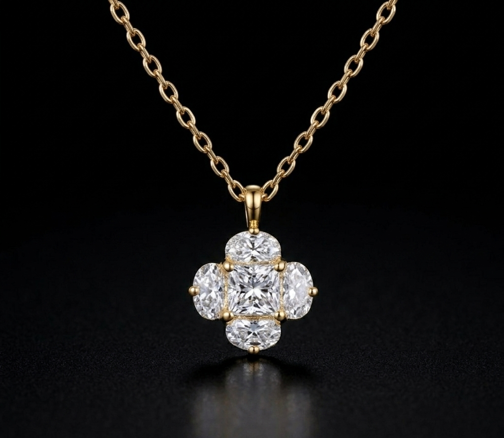 Emerald-Cut Crystal Necklace