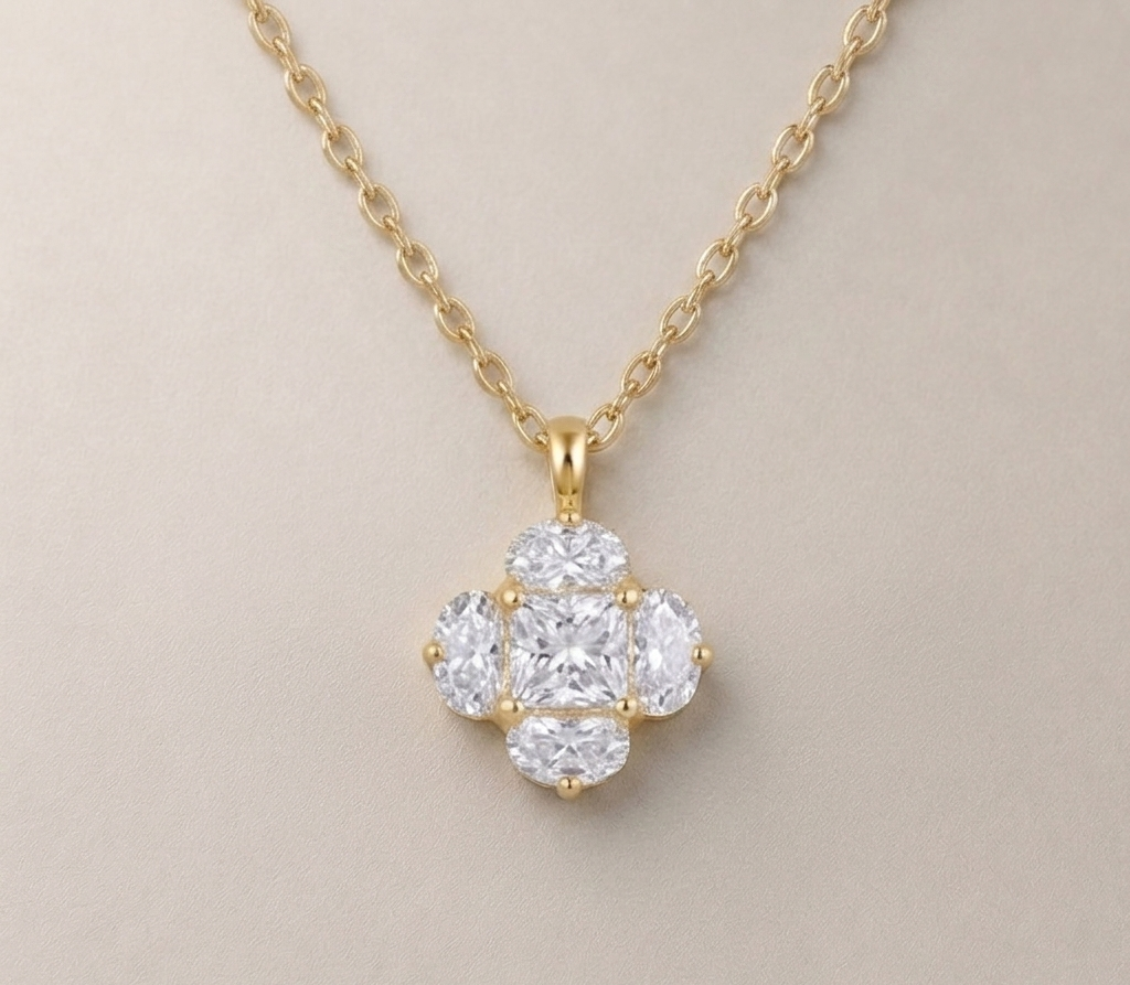 Emerald-Cut Crystal Necklace