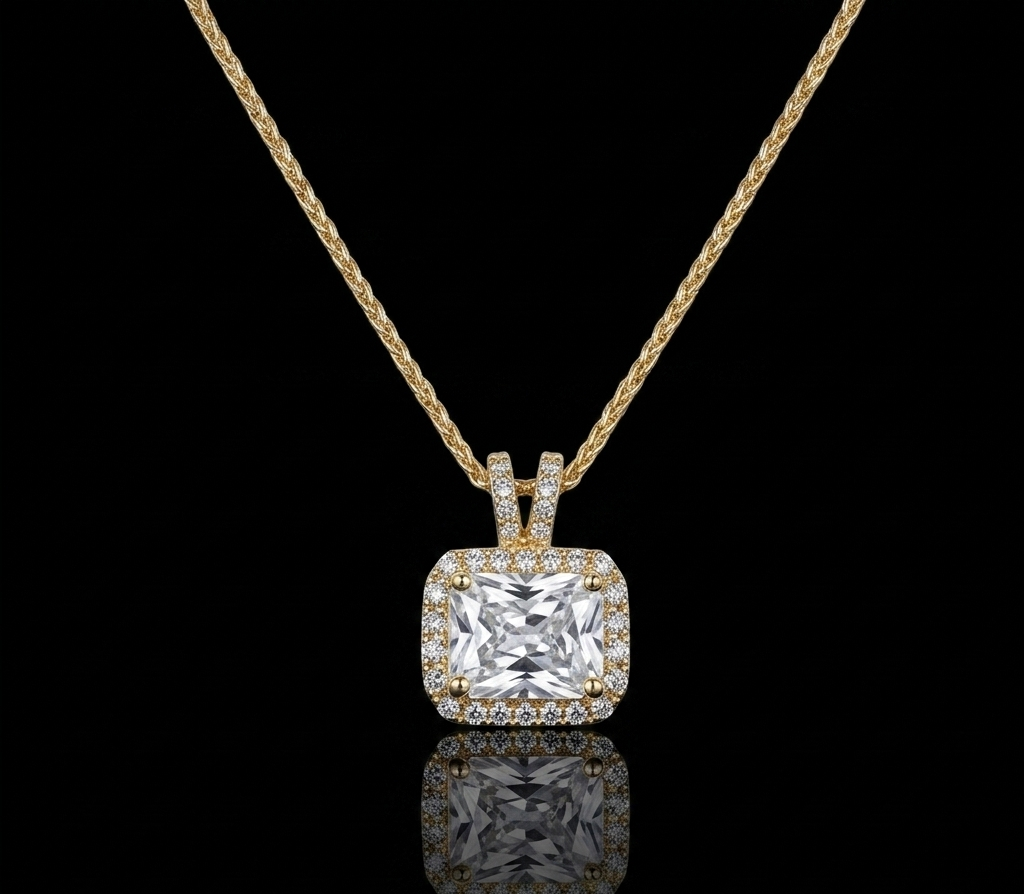 Emerald-Cut Crystal Pendant