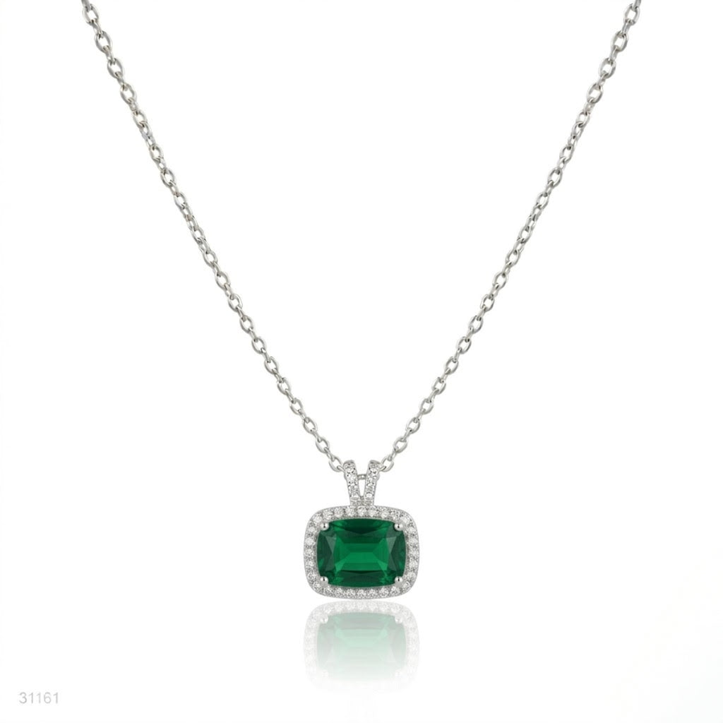 Emerald-Cut Crystal Pendant - Blue and Green Color
