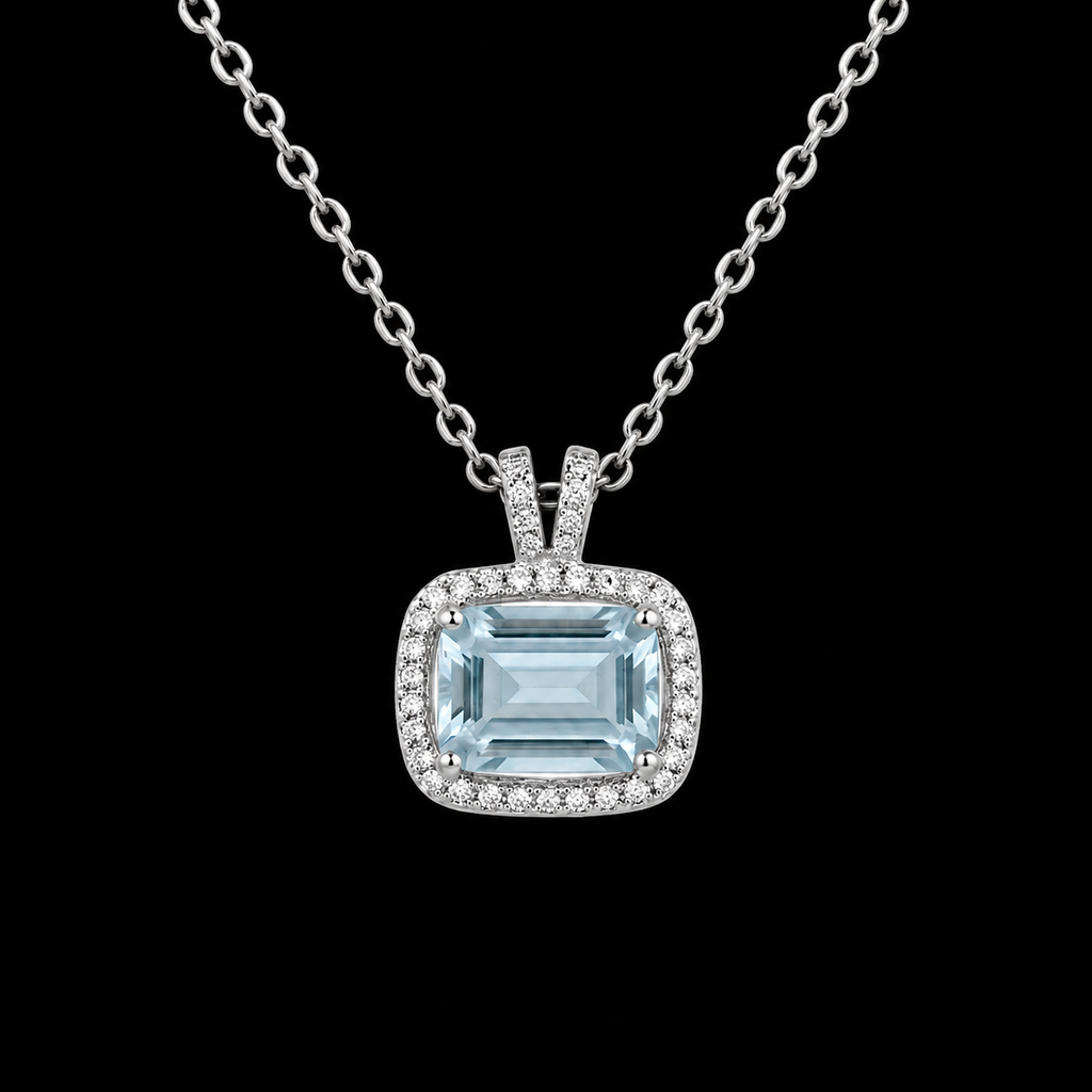 Emerald-Cut Crystal Pendant - Blue and Green Color