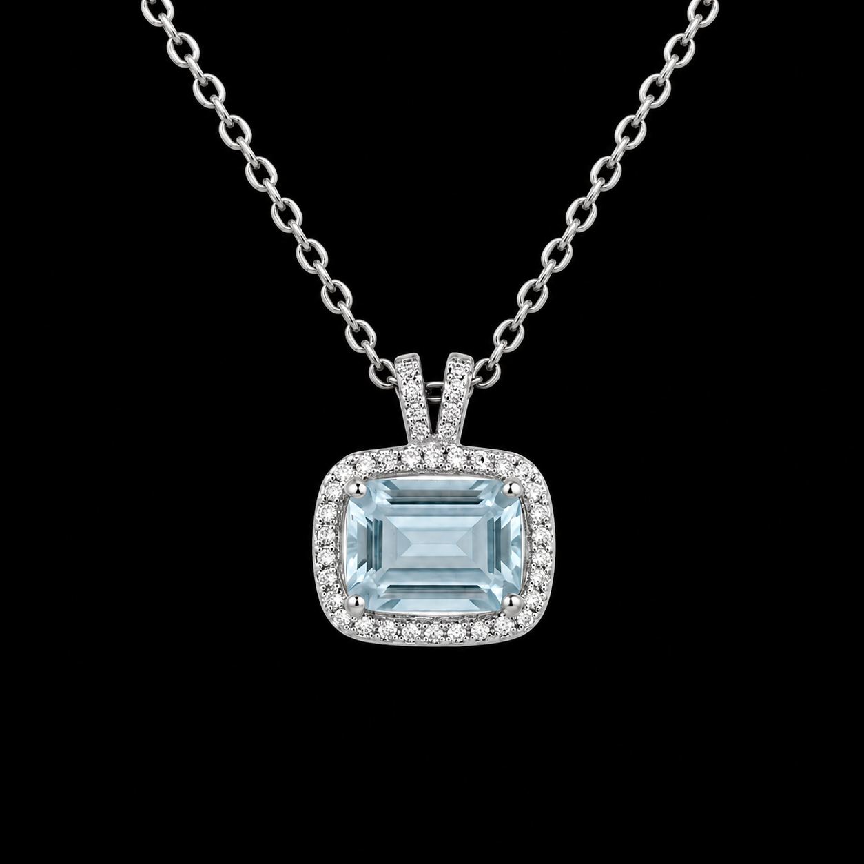 Emerald-Cut Crystal Pendant - Blue and Green Color
