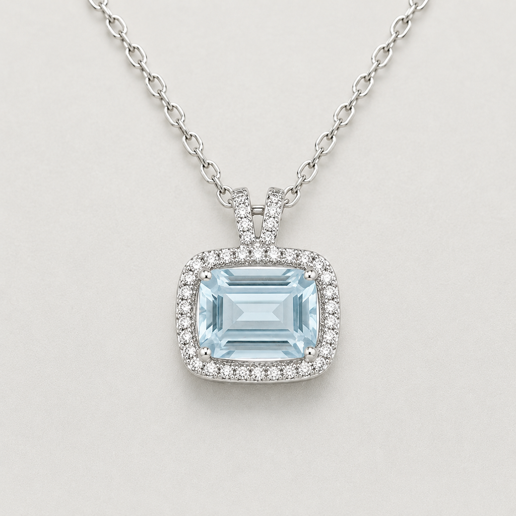 Emerald-Cut Crystal Pendant - Blue and Green Color